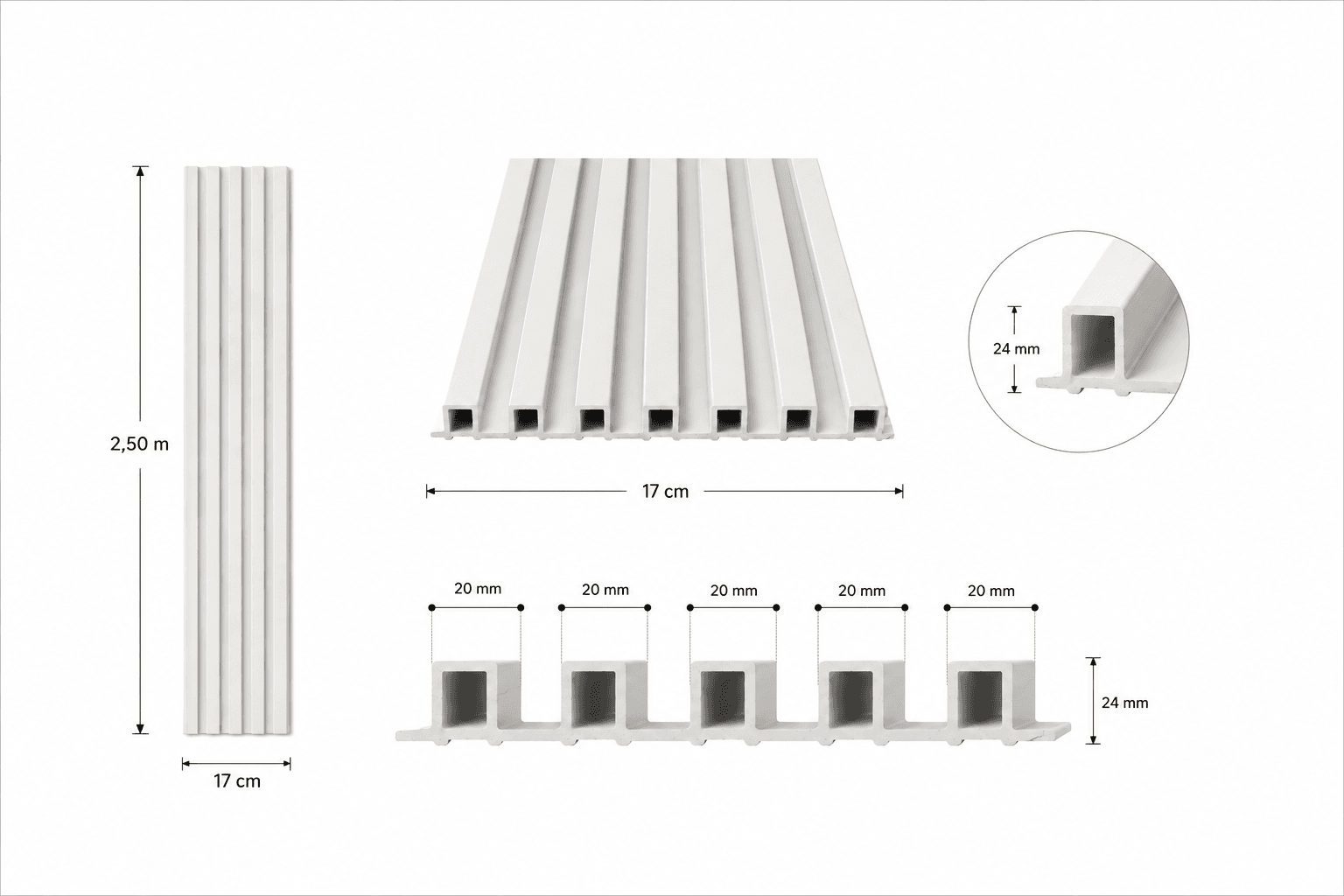 Negro Atenas - Revestimiento de pared palillería efecto 3D vinílico WPC — vista 5