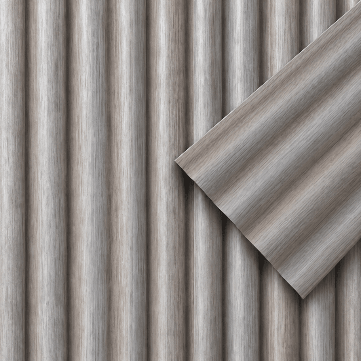 Onda Gris - Revestimiento de pared palillería WPC efecto 3D — vista 2
