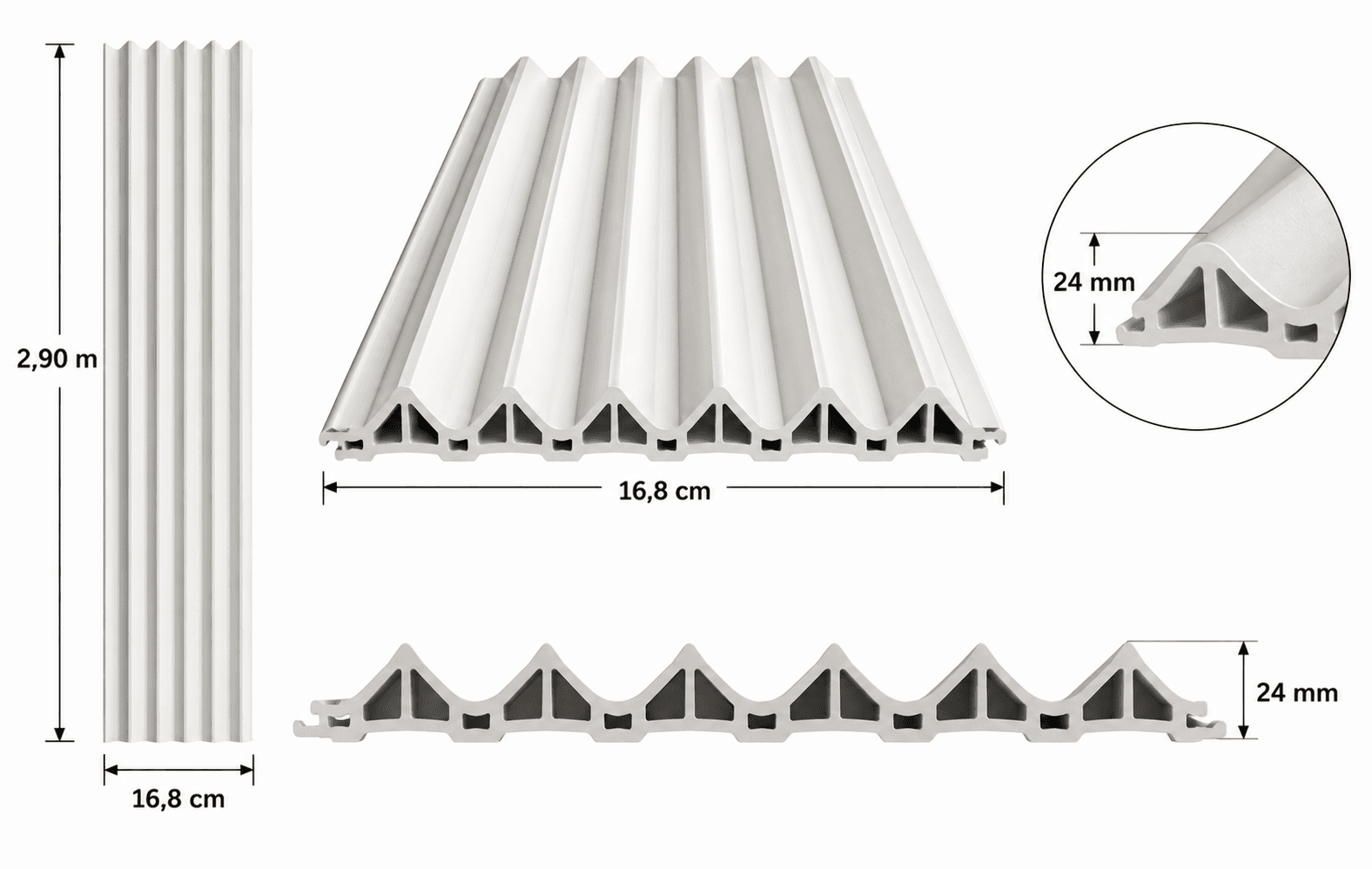 Roble Arena - Revestimiento de pared palillería WPC efecto 3D — vista 4
