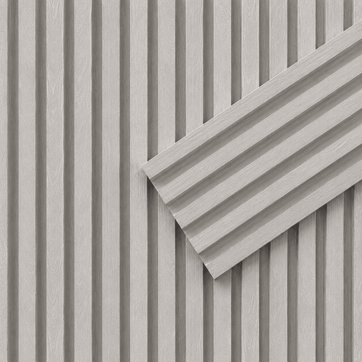 Gris Claro - Revestimiento de pared palillería efecto 3D vinílico WPC — vista 3
