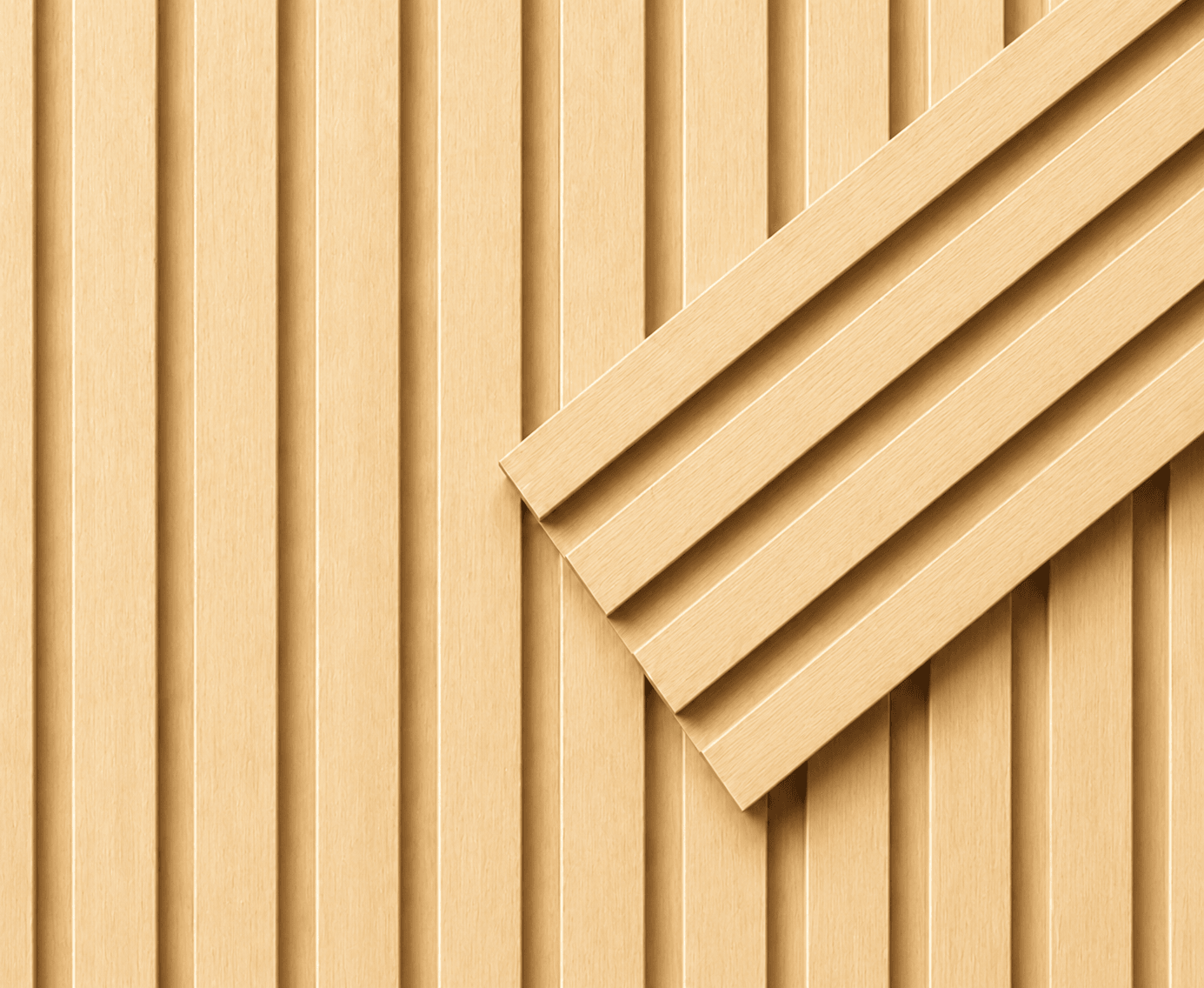 Roble Natural Claro - Revestimiento de pared palillería efecto 3D vinílico WPC — vista 3