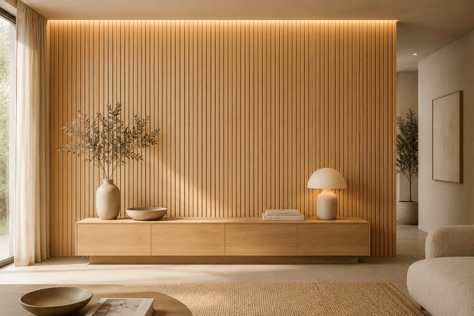 Roble Natural Claro - Revestimiento de pared palillería efecto 3D vinílico WPC